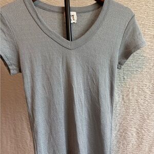 Michael Stars Shine V-Neck T-Shirt – One Size – Gray